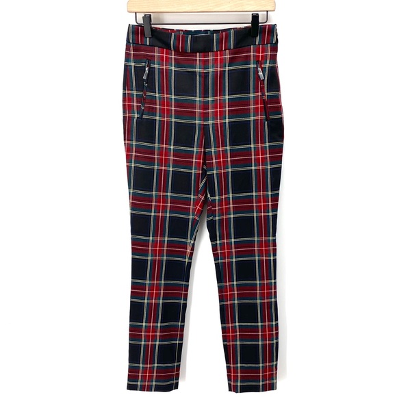 zara red plaid pants